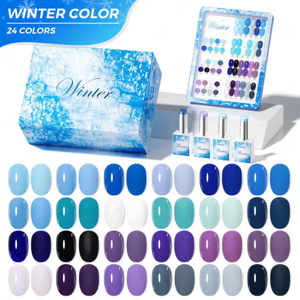 Winter color 24-shade blue and purple nail polish collection