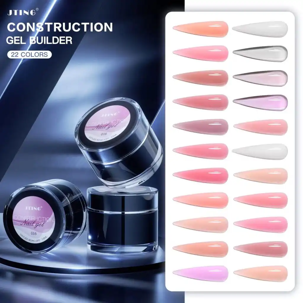 JTING construction builder gel with 22 vibrant color swatches.