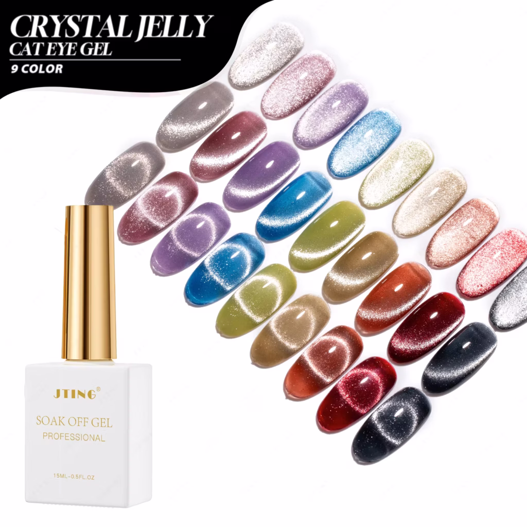 Crystal Jelly Cat Eye Gel Nail Polish Swatches