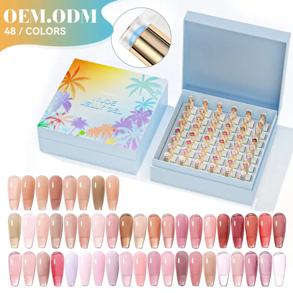 Nude jelly gel polish collection, 48 colors.