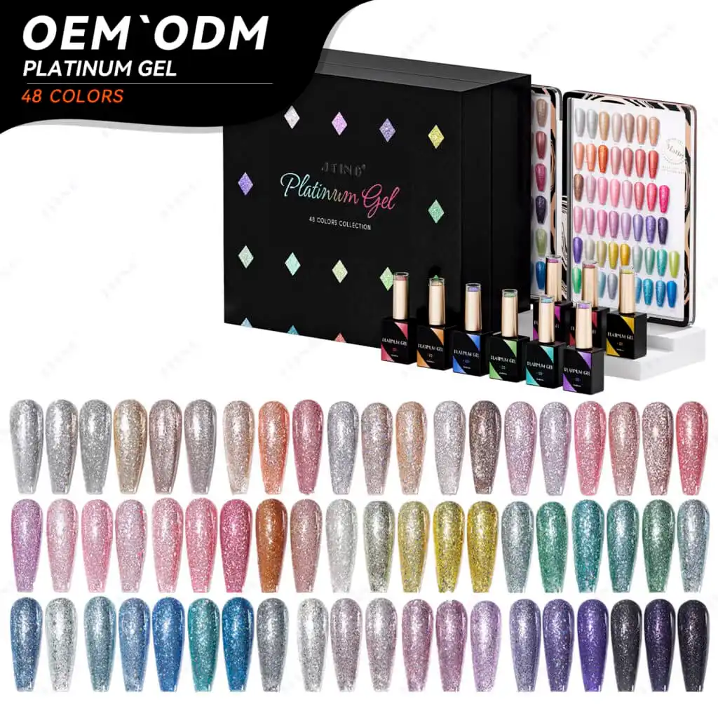 OEM ODM platinum glitter gel nail polish color collection