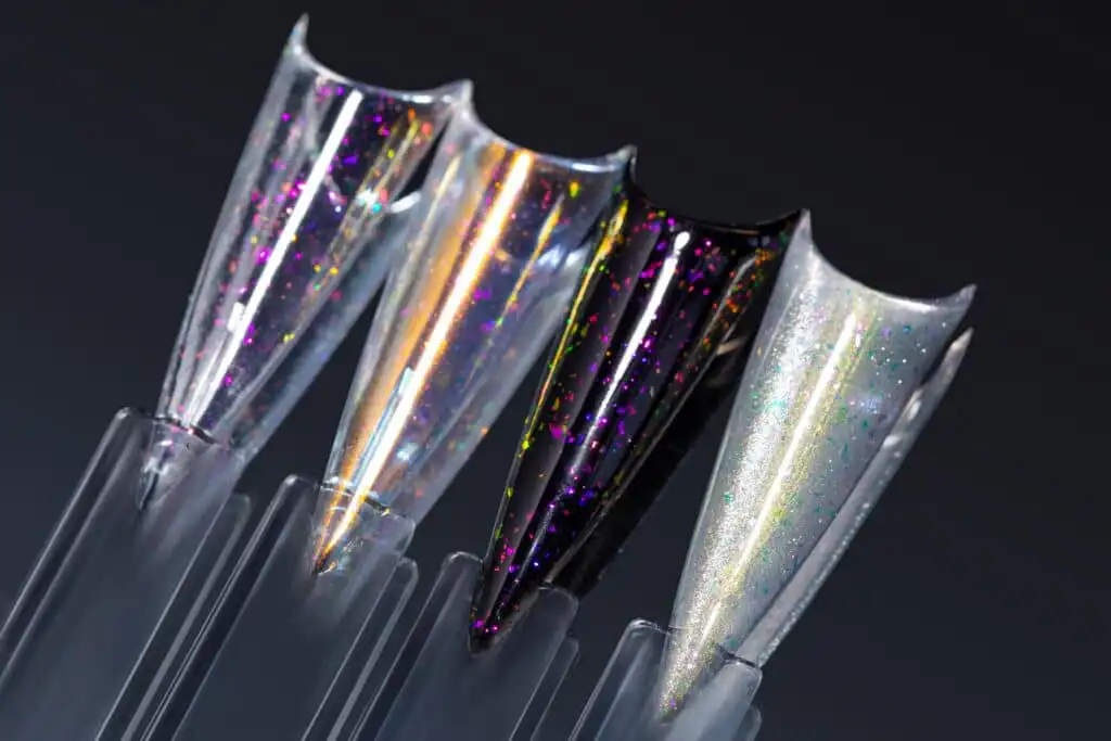 JTING NAIL #03 Shattered Aurora Top Coat - Iridescent foil fragments and fine shimmer for a shattered ice nail aesthetic.