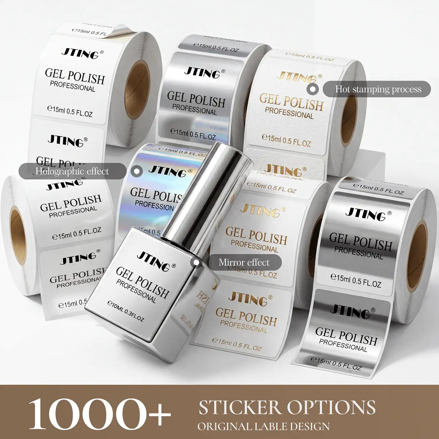 JTING NAIL 1000+ Custom Sticker Options for Private Label Gel Polish Wholesale.