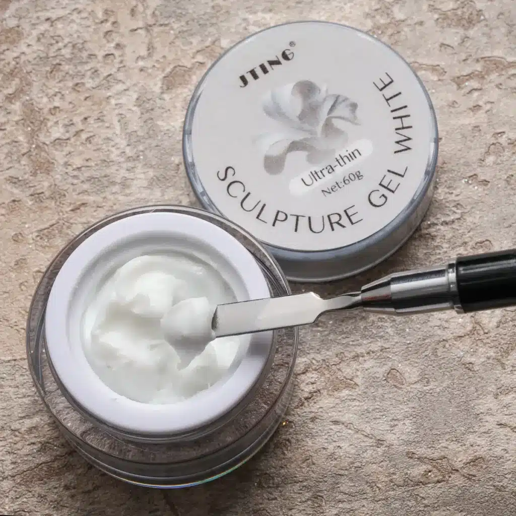 JTING Sculpture Gel White Open Jar Paste Consistency and Professional Salon Packaging