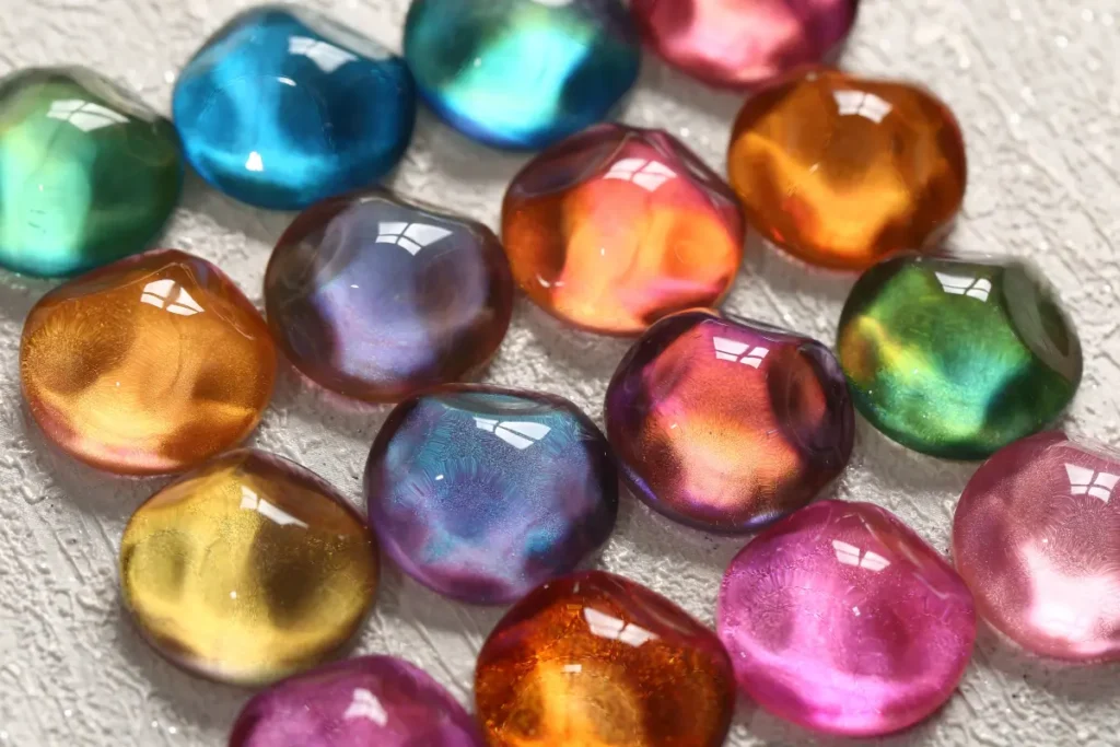 Macro view of smooth glass bead magnetic nail accents proving the elimination of chaotic light scattering and hazy shadows