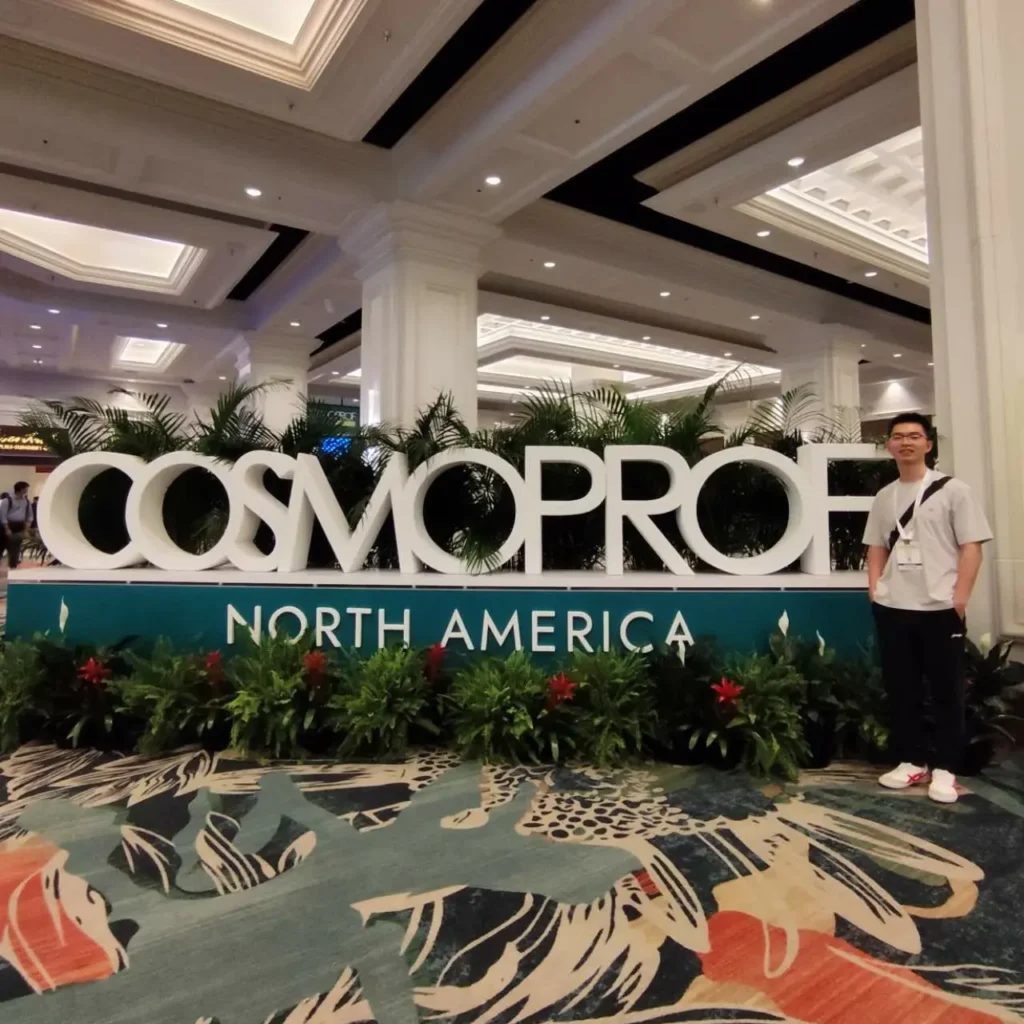 JTING professional nail gel team member at the Cosmoprof North America 2026 exhibition in Las Vegas exploring B2B salon industry trends