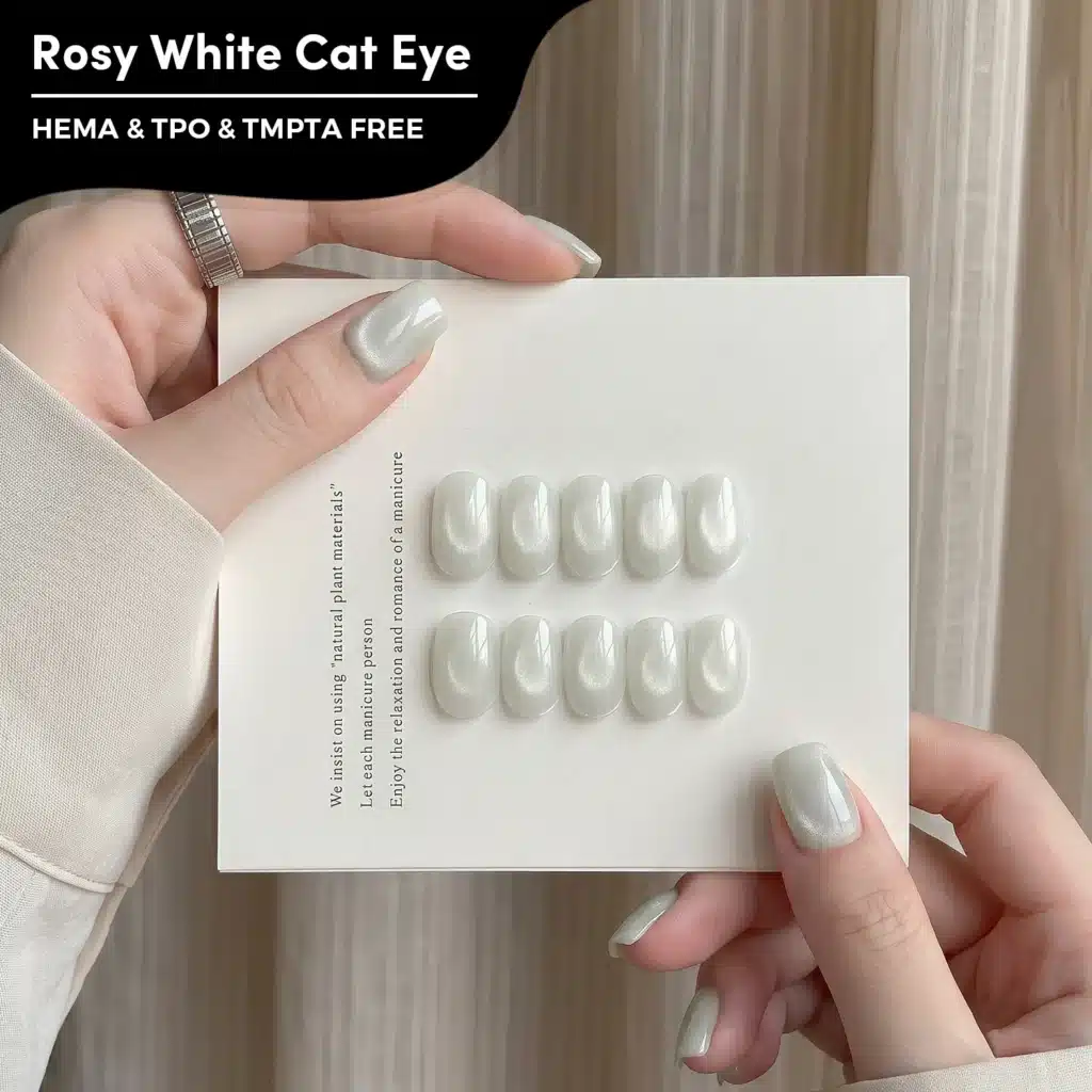 JTING Rosy White Cat Eye Gel Polish (FG155), HEMA/TPO/TMPTA-Free professional formula for bridal and daily salon use. Bulk order available.