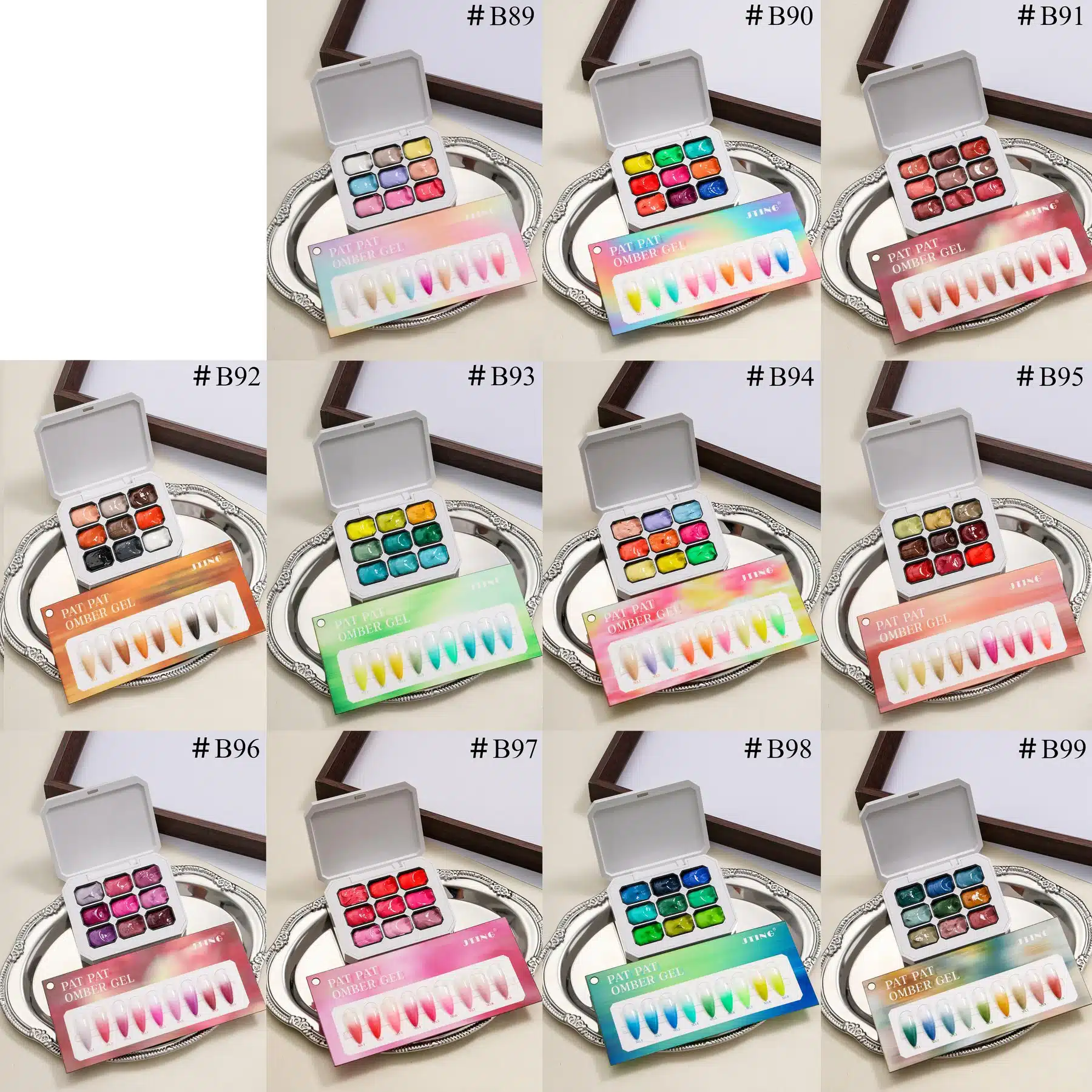 Eleven JTING Pat Pat Gel palettes with 99 ombre nail colors