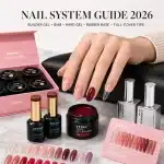 JTING Nail System Guide 2026 comparing builder gel, BIAB, hard gel, rubber base and full-cover soft gel tips