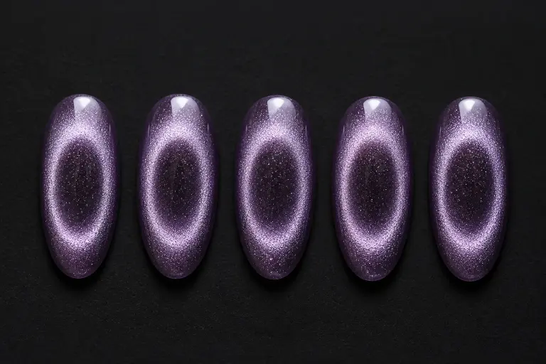 Cat eye gel polish halo magnetic effect nail swatches