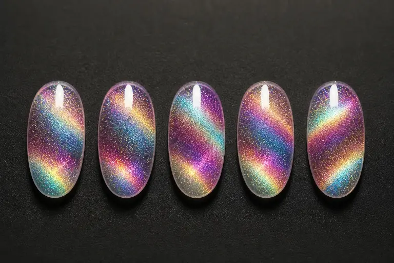 Multi-shift cat eye gel polish magnetic effect nail swatches