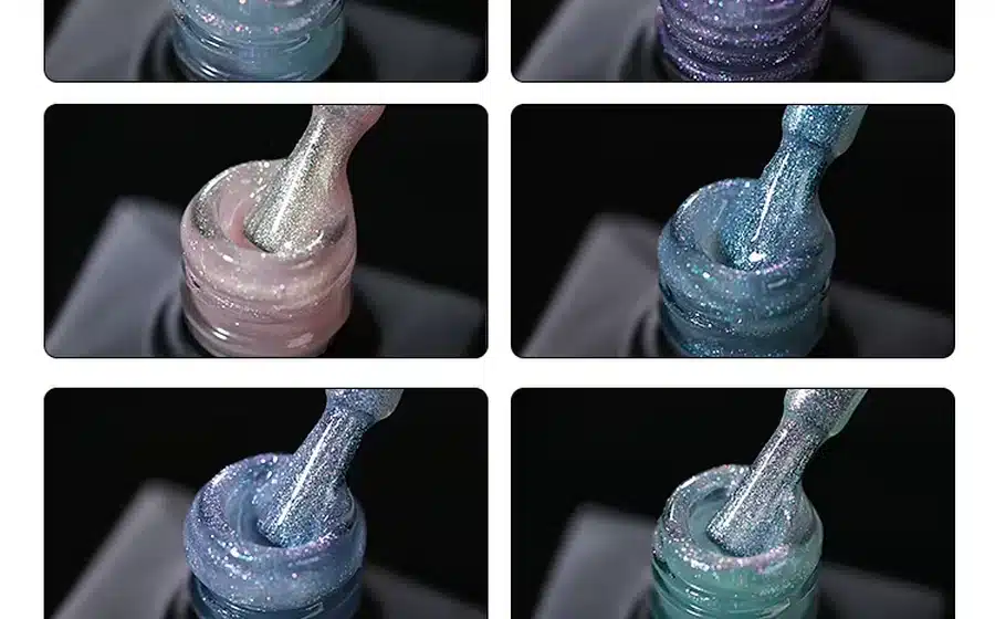 Holographic mermaid reflective gel polish with multi-tone color shifts