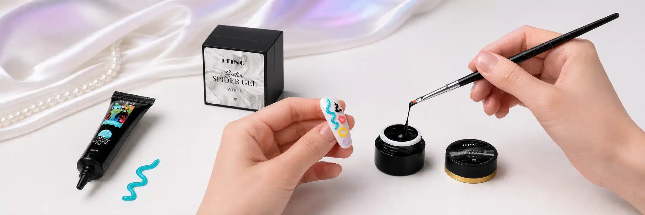 Professional nail art gel tools and application technique demonstration