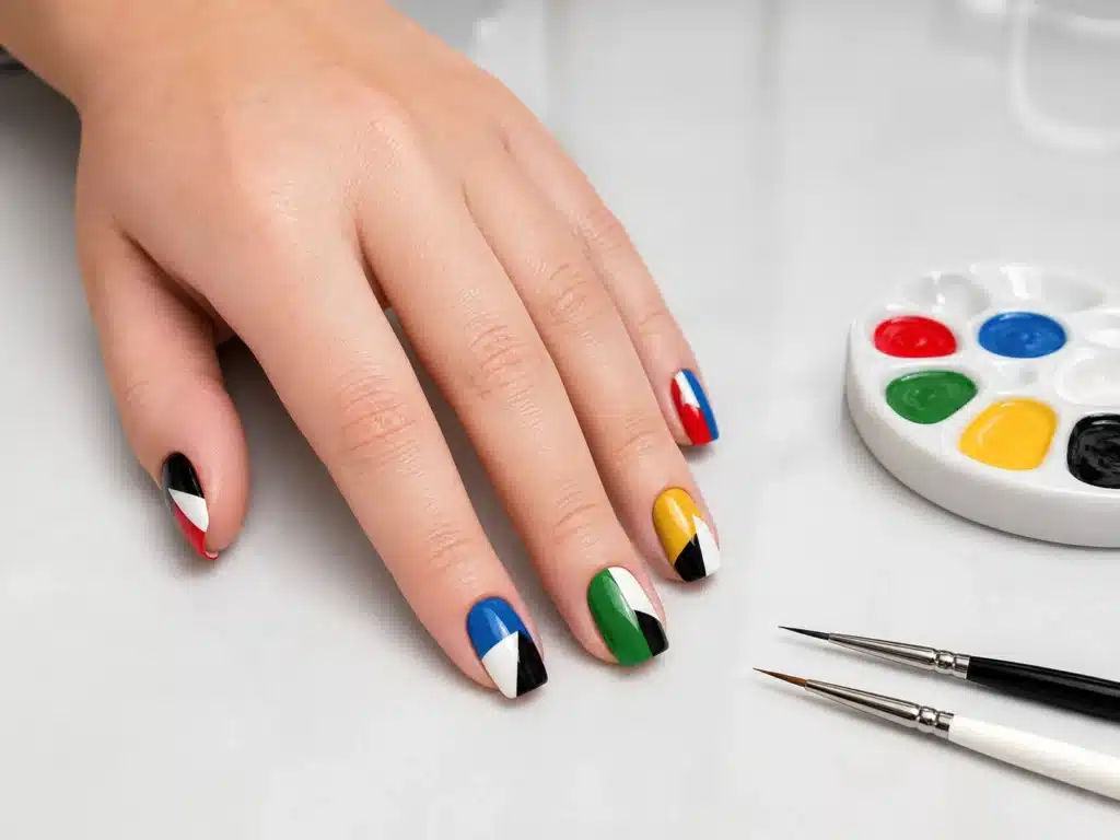 Opaque painting gel color blocking technique with clean graphic nail art boundaries