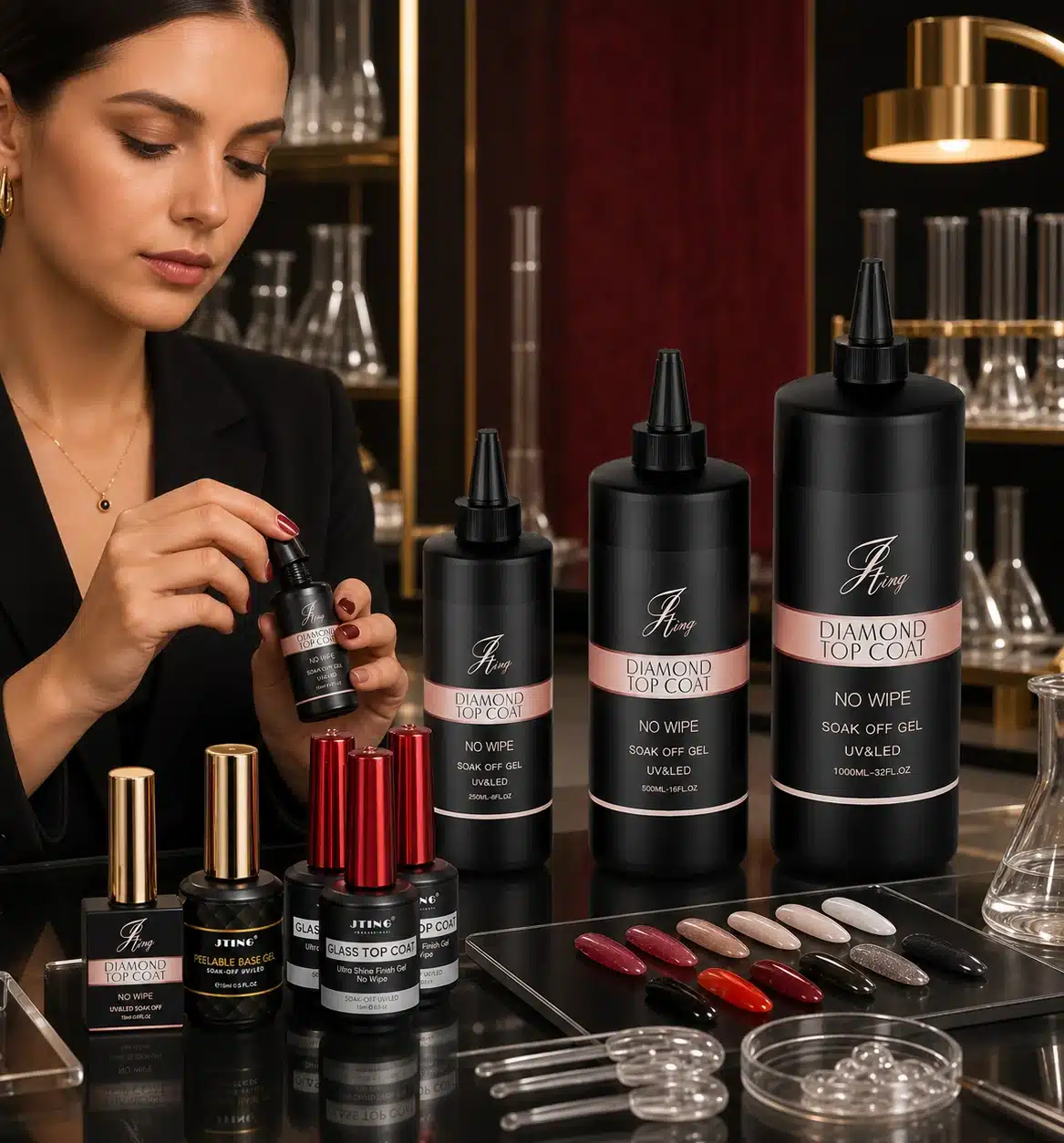 JTING private label gel base coat and top coat development with bulk packaging options