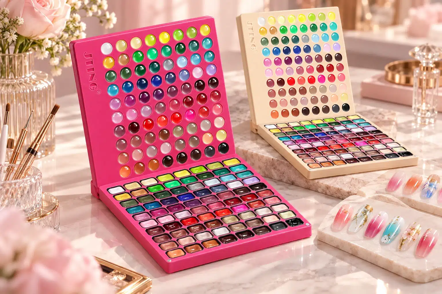 JTING BS01 80-color Ombre Gel Palette system with pink and beige palettes for professional nail art color selection