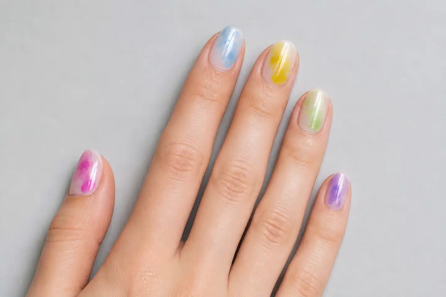 Watercolor manicure concept inspired by the JTING 12-Color Blooming Marble Ink Premium Collection