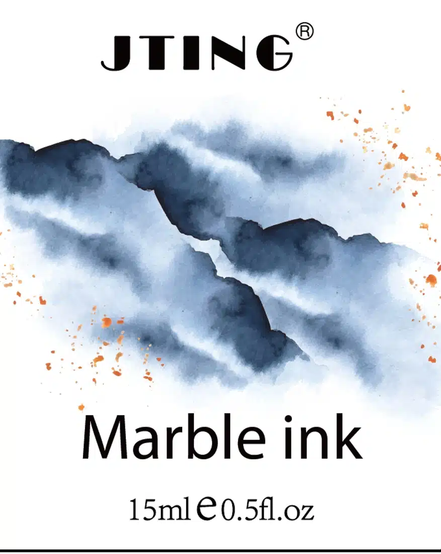 JTING Marble Ink label with colorful flowing marble artwork