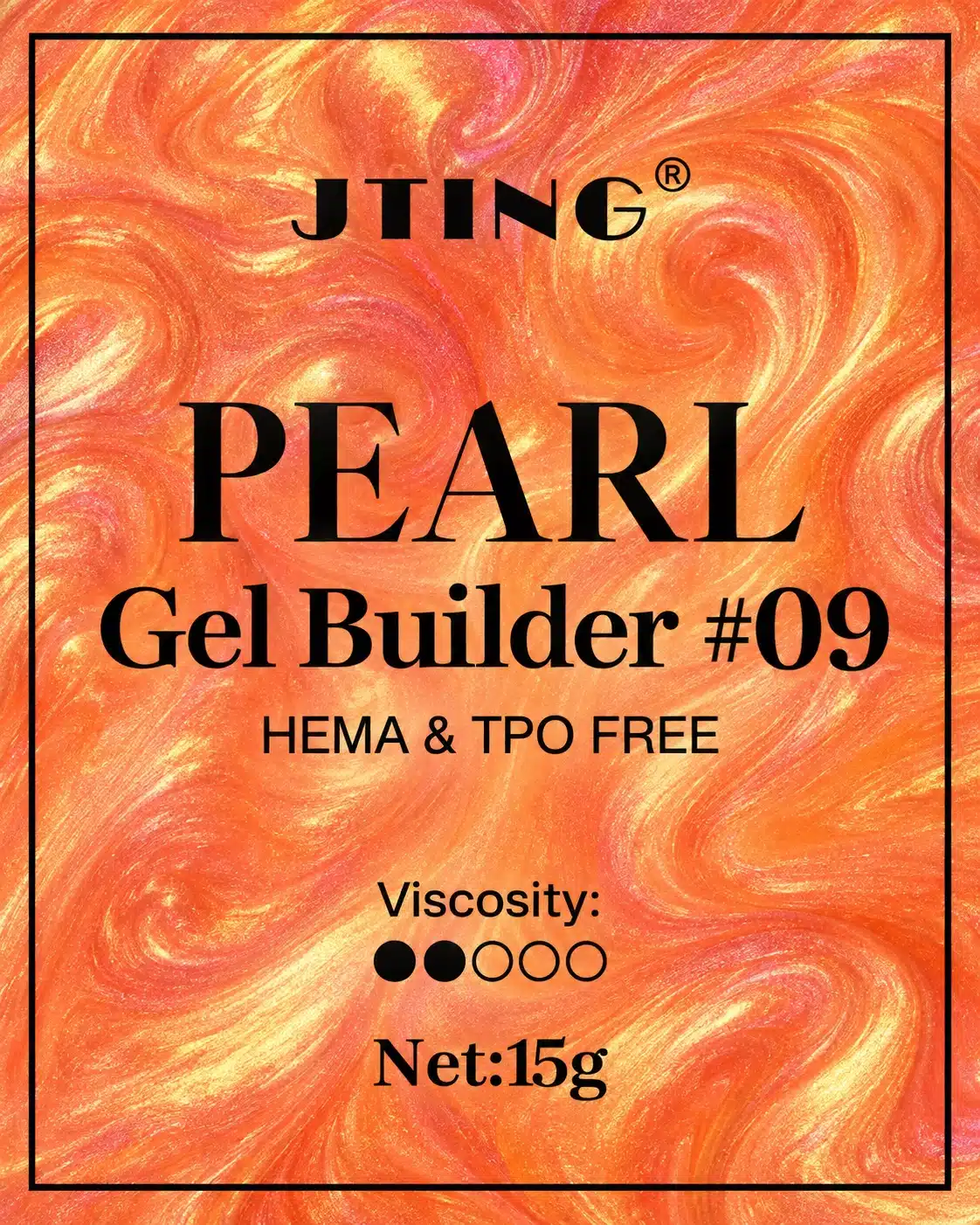 Orange Pearl Gel Builder label with JTING branding in a rectangular design