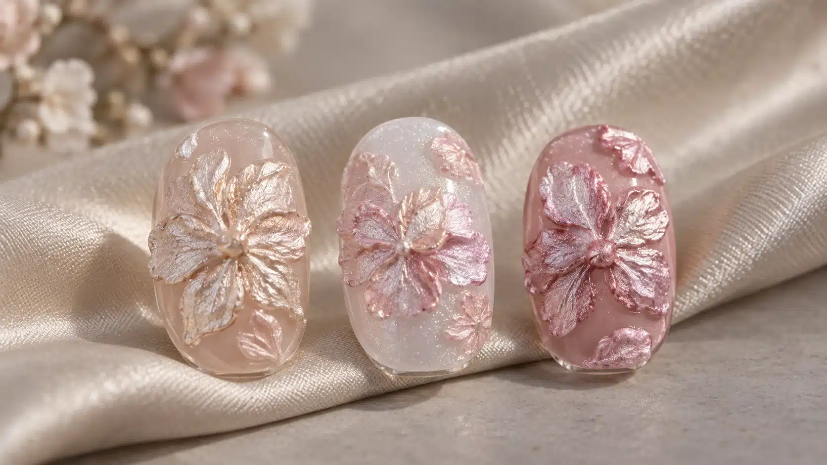 Close-up floral relief showing the built-in fine shimmer of Dusty Pink Sculpture Gel.