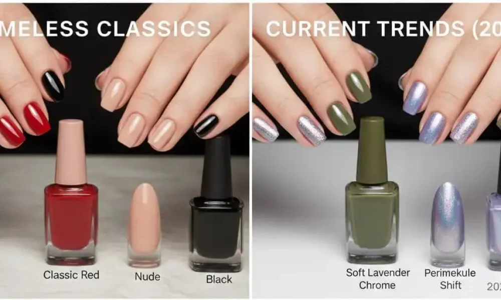 Nail trends: timeless classics vs. current 2026 styles.