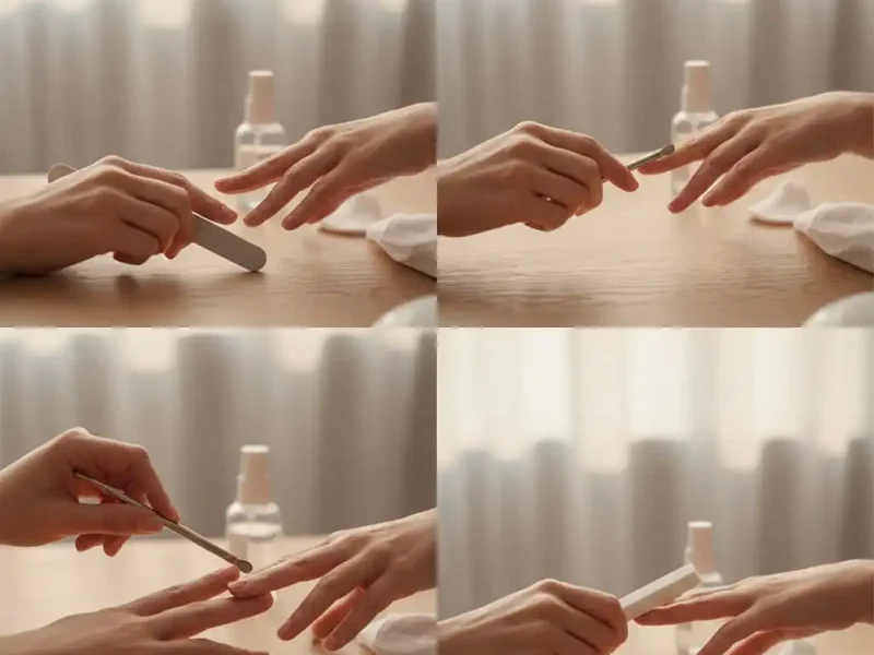Nail care tips, filing, and cuticle maintenance steps.